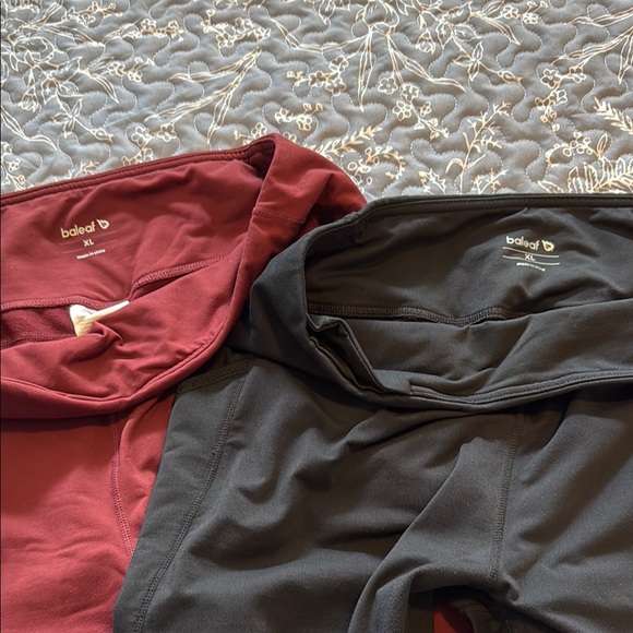 Baleaf Black and Red Leggings with Soft Stretch Fabric - Picture 3 of 5